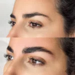 Rehaussement des sourcils et teinture hybride Avant et après - beauty art pro 2