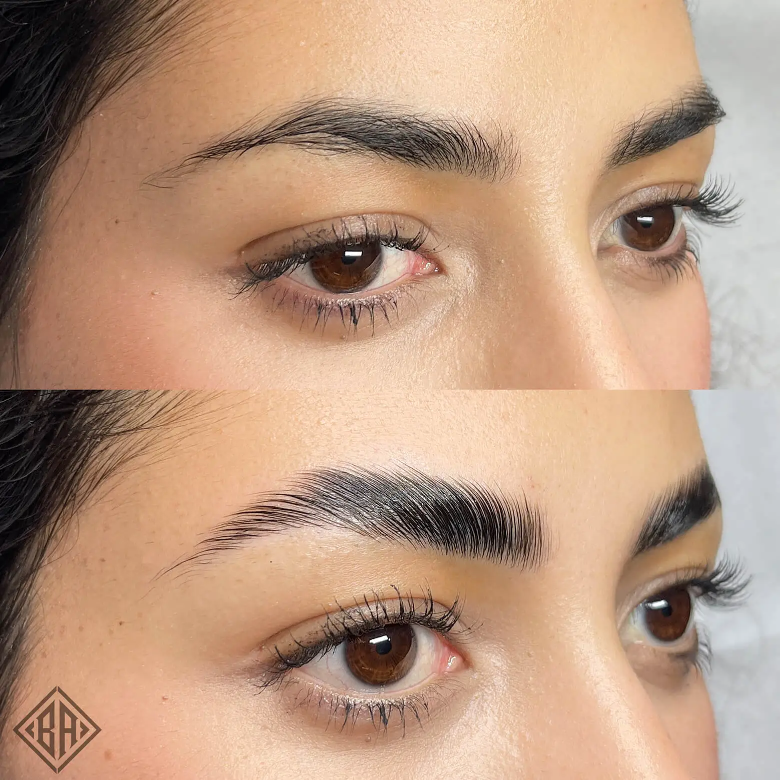 Rehaussement des sourcils et teinture hybride Avant et après - beauty art pro 4