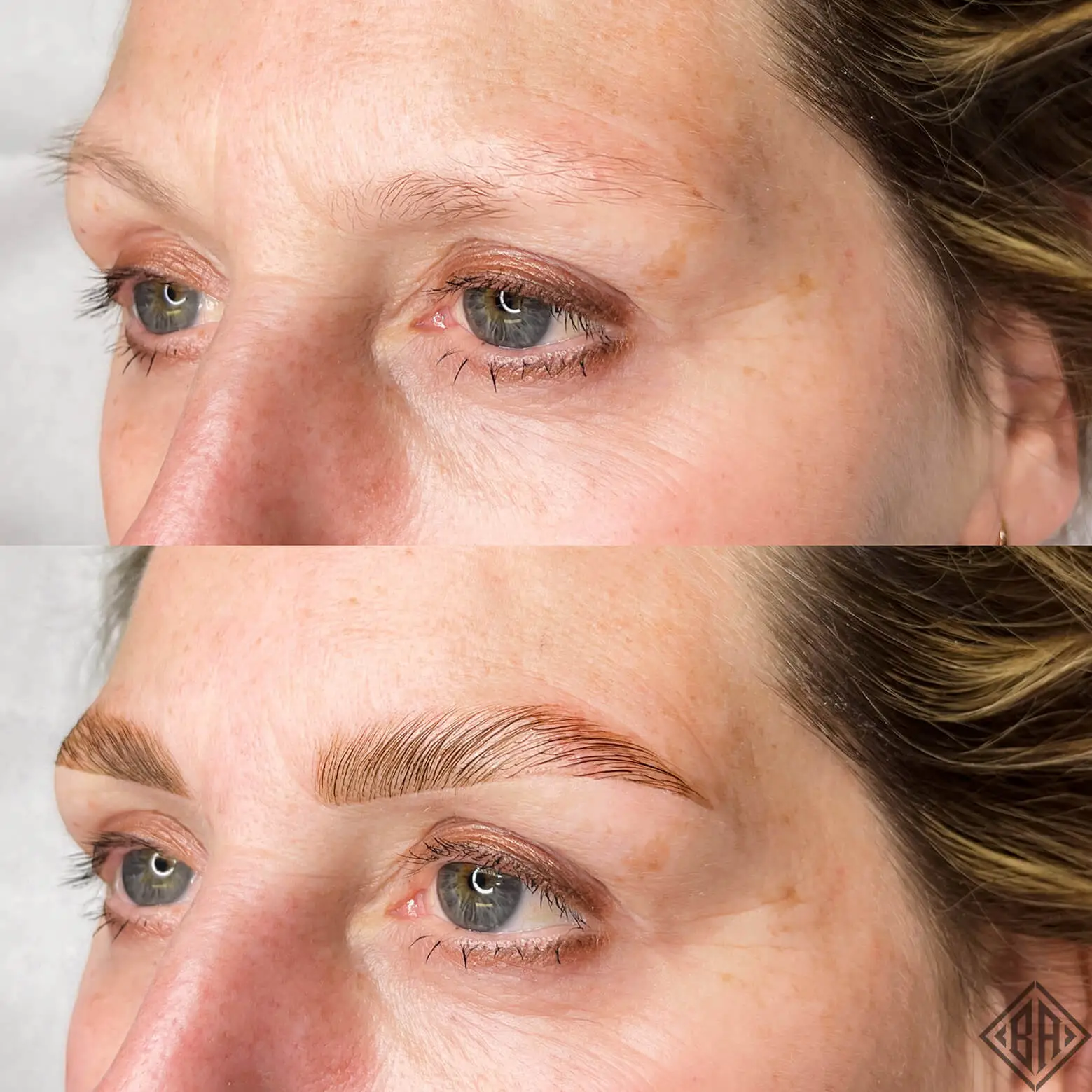 Rehaussement des sourcils et teinture hybride Avant et après - beauty art pro 4